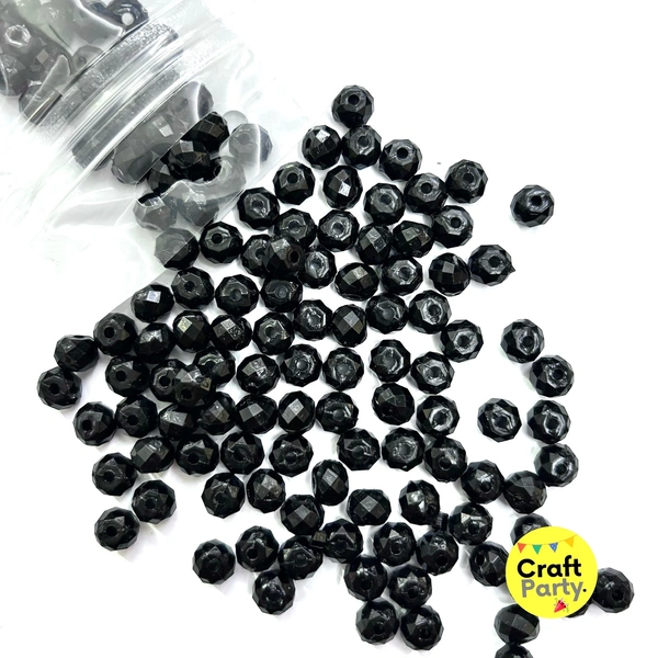 100pc - 8mm Black Crystal tyre beads