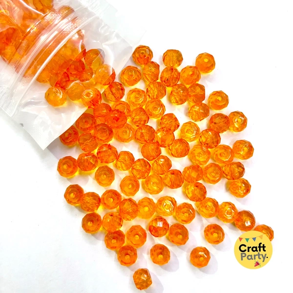 100pc - 8mm Orange Crystal tyre beads