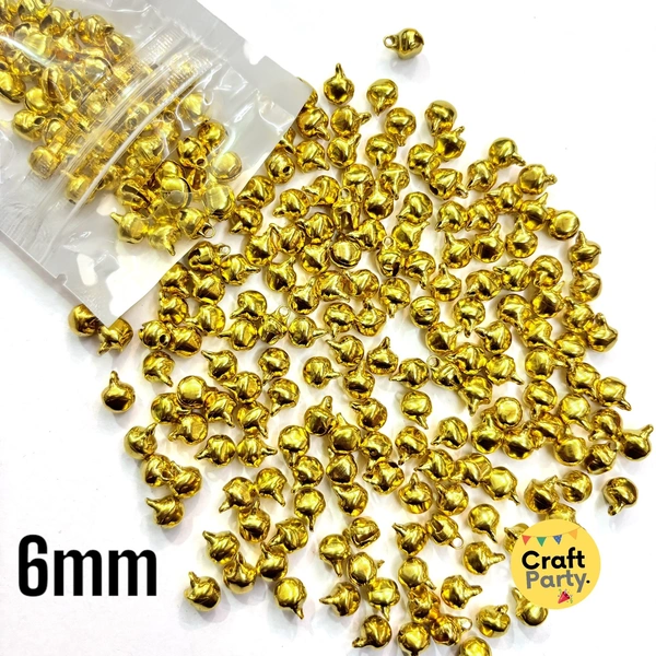 100pc - 6mm Golden Ghungroo Ringing Small Bells