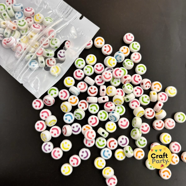 100pc - Small Smiley Colorful Bracelet Beads