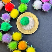 50pc - 1cm Sparkle Pompom Balls Mix Colors