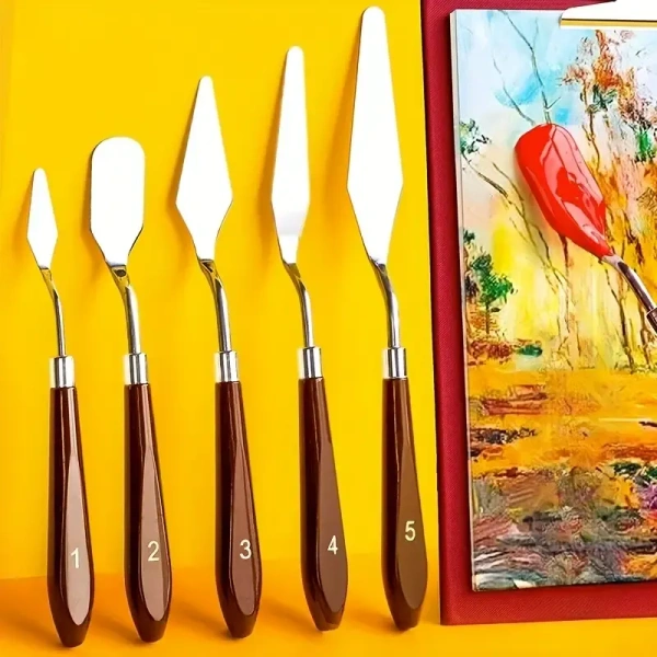 5 Pieces Palette Knife Painting Stainless Steel Spatula Palette Knife Oil Paint Metal Knives