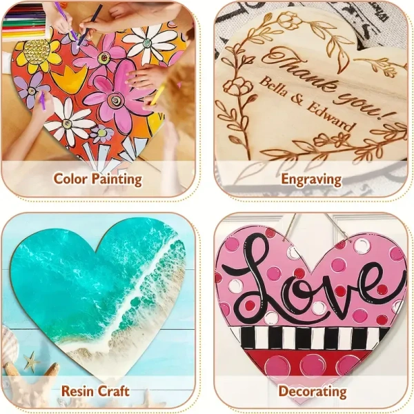 Heart MDF Boards For Art And Craft, Wood Heart MDF Sheets For Craft Work, DIY MDF Cutouts , 3mm Thickness - 10 inch
