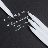 2pcs White Gel Pen Fine Tip Sketching Highlight Marker Pen For Artists Black Papers Drawing Design Illustration Art Supplies