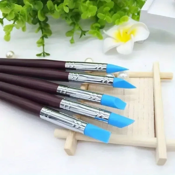 5pcs/set DIY Soft Pottery Clay Tools Sculpting Tools Cake Oils Engraving Rubber Craft Pen Brush Polymer Modelling Shaper