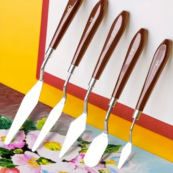 5 Pieces Palette Knife Painting Stainless Steel Spatula Palette Knife Oil Paint Metal Knives