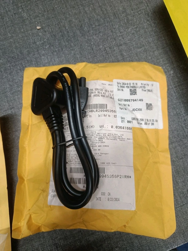 DELL LAPTOP POWER CABLE ORIGINAL DELL - Black, LAPTOP