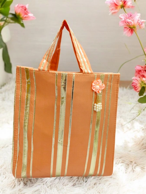 Valley Handicraft Beautiful Gota Work Hamper Bags (10pcs ) - Peach, 10