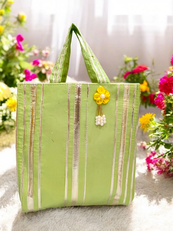 Valley Handicraft Beautiful Gota Work Hamper Bags (1pcs ) - Pista Green, 1
