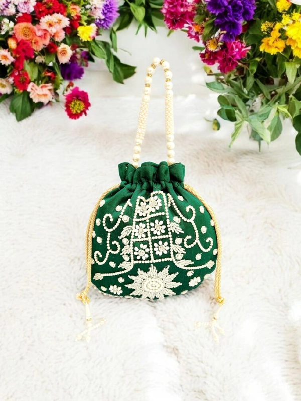 Valley Handicraft Beautiful Pearl Matka Potli (10pcs ) - Green, 10