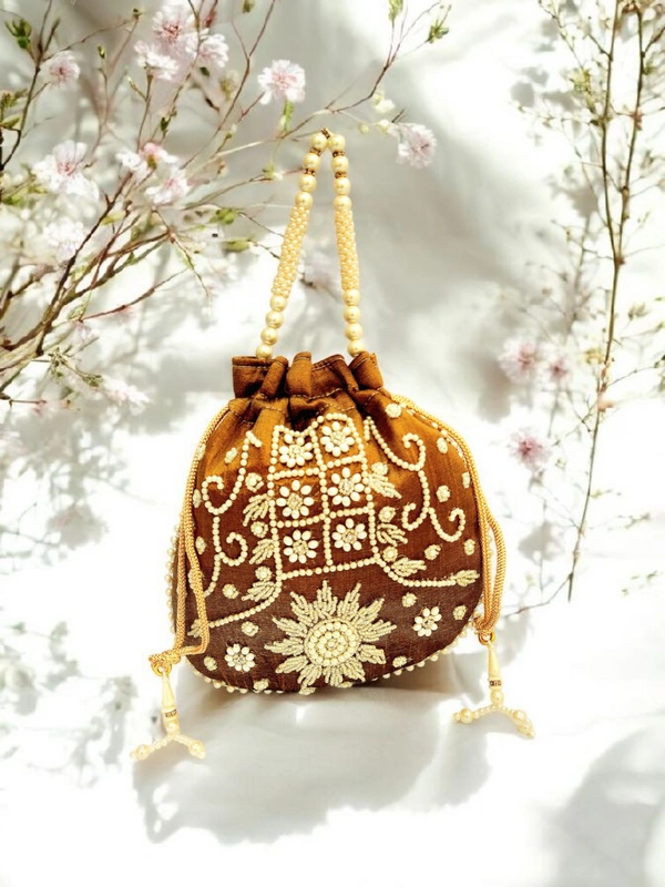 Valley Handicraft Beautiful Pearl Matka Potli (10pcs ) - Brown, 10