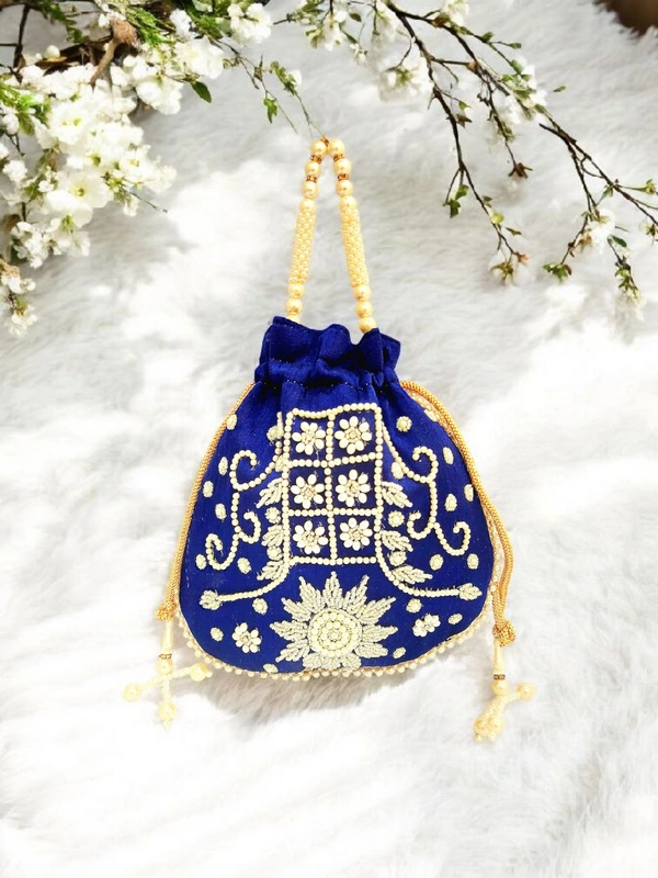 Valley Handicraft Beautiful Pearl Matka Potli (1pcs ) - Blue, 1