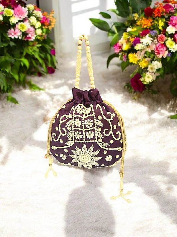 Valley Handicraft Beautiful Pearl Matka Potli (10pcs ) - Purple, 10