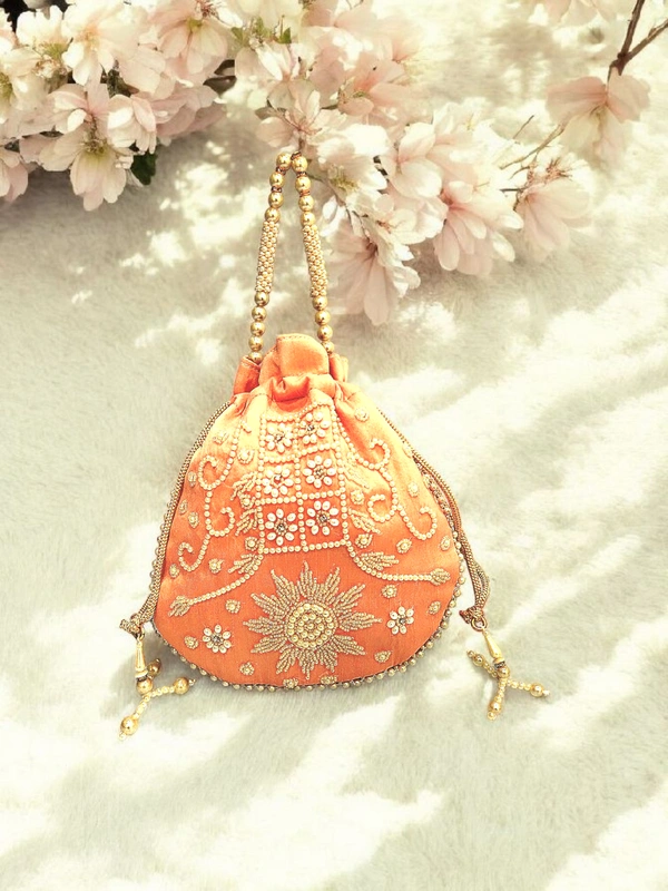 Valley Handicraft Beautiful Pearl Matka Potli (10pcs ) - Peach, 10