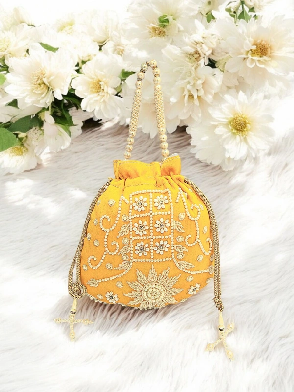 Valley Handicraft Beautiful Pearl Matka Potli (1pcs ) - Yellow, 1