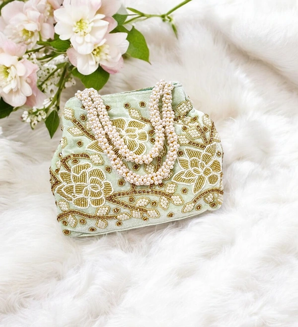 Valley Handicraft Beautiful Rose Handwork 3 Megnet Bag (1pcs ) - Pista Green, 1