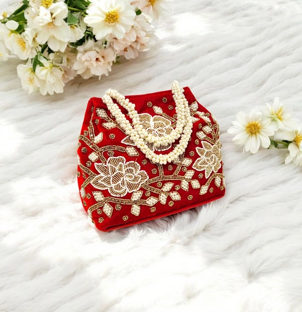 Valley Handicraft Beautiful Rose Handwork 3 Megnet Bag (5pcs ) - Red, 5