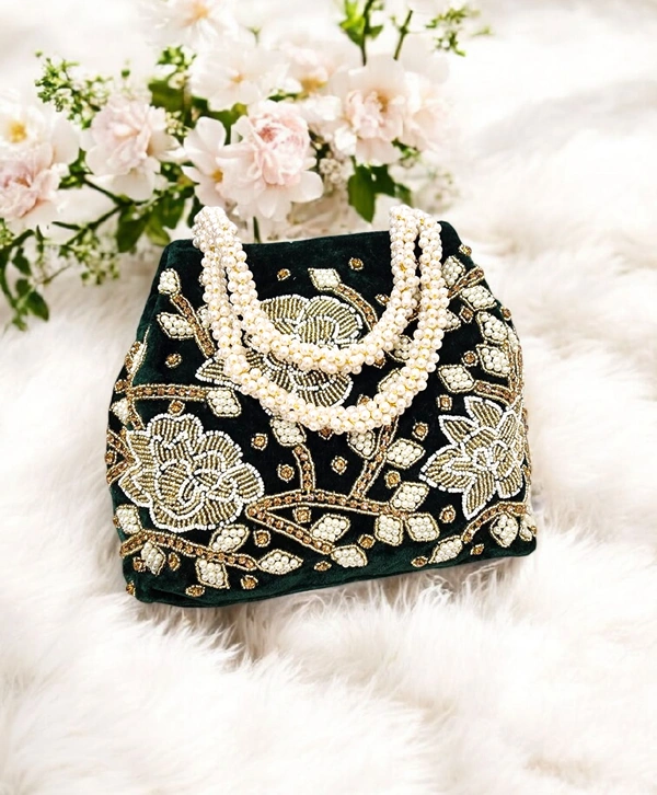 Valley Handicraft Beautiful Rose Handwork 3 Megnet Bag (5pcs ) - Green, 5
