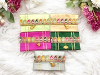 Valley Handicraft Beautiful satin clutch with beautiful keri lace (5pcs ) - Mix Colour 5, 5