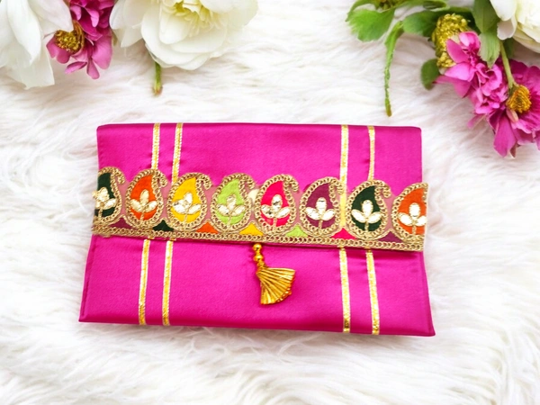 Valley Handicraft Beautiful satin clutch with beautiful keri lace (10pcs ) - Rani, 10
