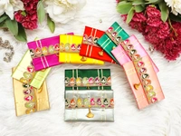 Valley Handicraft Beautiful satin clutch with beautiful keri lace (10pcs ) - Mix Colour, 10