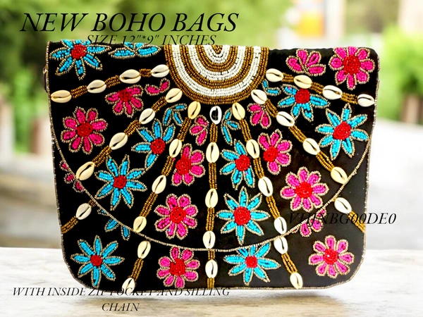 Valley Handicraft Boho Bags Heavy Handwork (5pcs ) - Black Kodi, 5