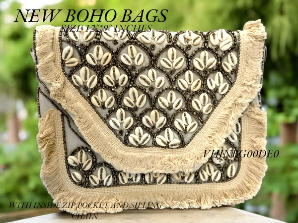 Valley Handicraft Boho Bags Heavy Handwork (1pcs ) - White Kodi, 1
