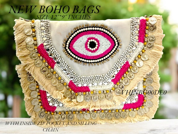 Valley Handicraft Boho Bags Heavy Handwork (1pcs ) - Pink Evil Eye, 1