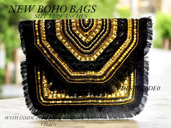Valley Handicraft Boho Bags Heavy Handwork (1pcs ) - Black Sequance, 1