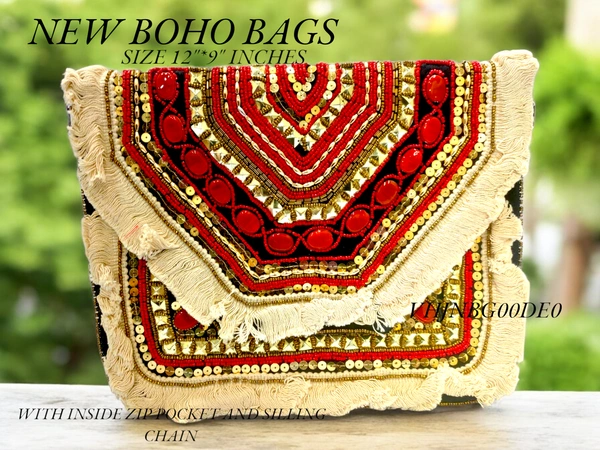 Valley Handicraft Boho Bags Heavy Handwork (5pcs ) - Red, 5