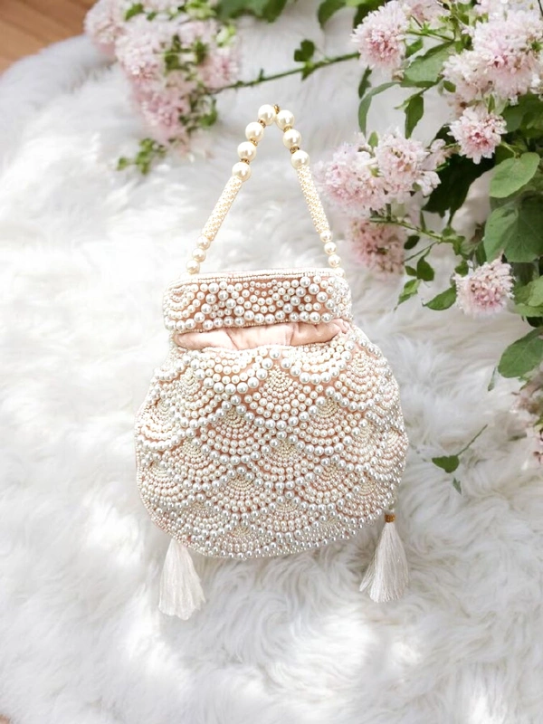 Valley Handicraft Heavy Pearls Potli (1pcs ) - Peach, 1