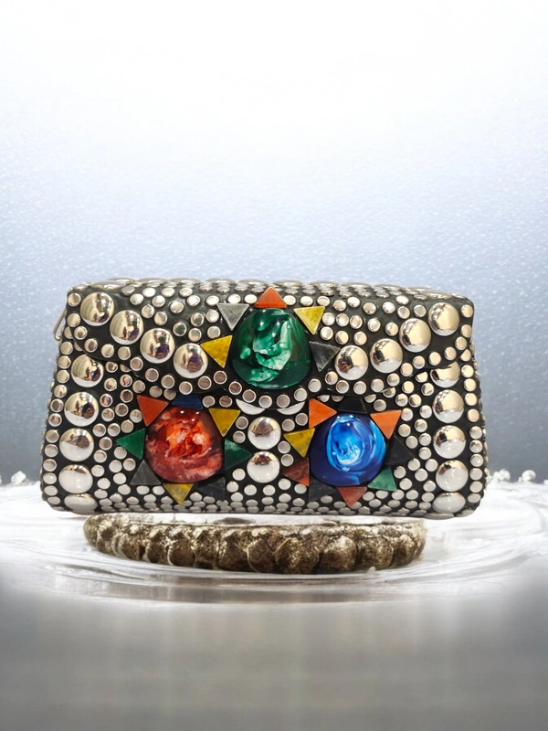 Valley Handicraft Metal New Shape Box Clutch (1pcs ) - Mix colour, 1