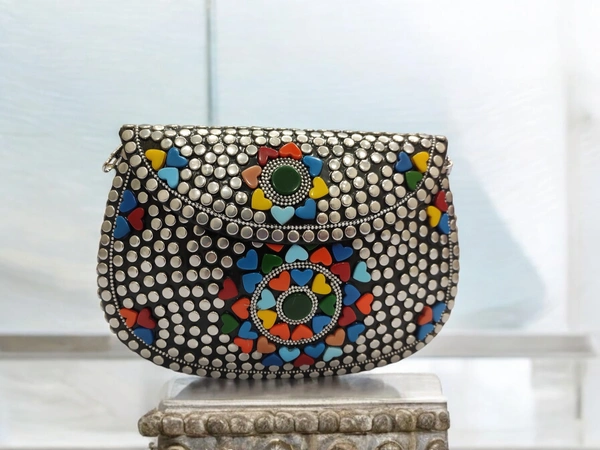 Valley Handicraft Metal Round Box Clutch (5pcs ) - Muilty Colour, 5