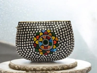Valley Handicraft Metal Round Box Clutch (5pcs ) - Muilty Colour, 5
