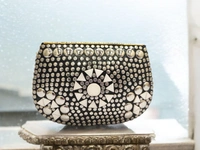Valley Handicraft Metal Round Box Clutch (1pcs ) - Muilty Colour, 1