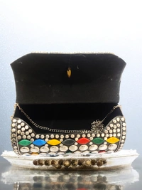 Valley Handicraft Metal Round Box Clutch (1pcs ) - Mix colour, 1