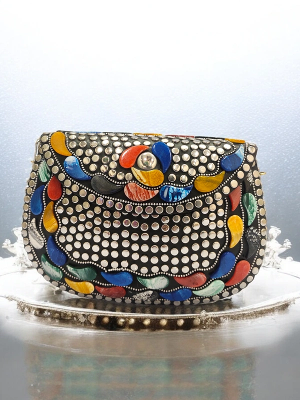 Valley Handicraft Metal Round Box Clutch (1pcs ) - Mix colour, 1