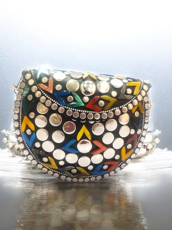 Valley Handicraft Metal Small Round Box Clutch (5pcs ) - Mix colour, 5