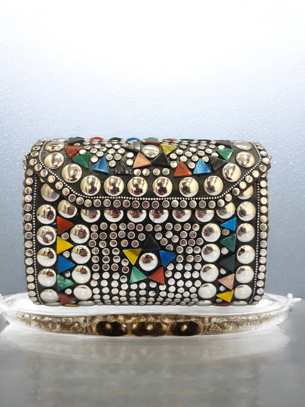 Valley Handicraft Metal Square Box Clutch (1pcs ) - Mix colour, 1