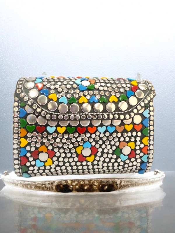 Valley Handicraft Metal Square Box Clutch (5pcs ) - Mix colour, 5