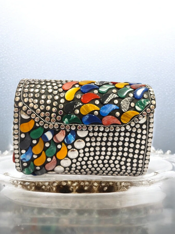 Valley Handicraft Metal Square Box Clutch (1pcs ) - Mix colour, 1
