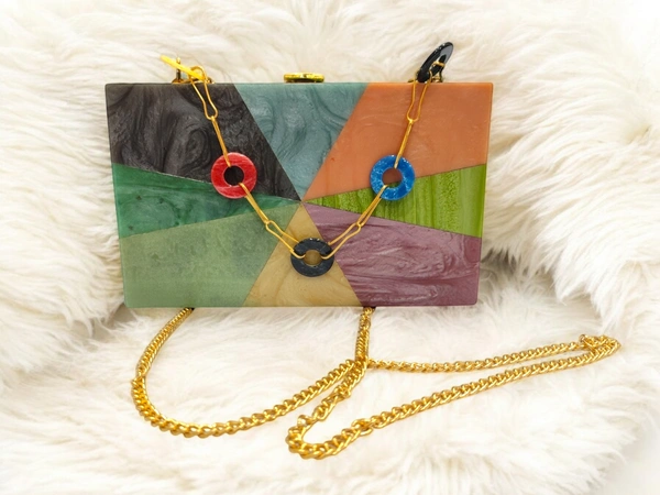 Valley Handicraft New acrylic contrast color stitching clutch for Women Wedding Party Clutch bag (5pcs ) - Mix colour, 5