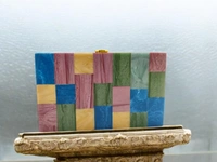 Valley Handicraft New acrylic contrast color stitching clutch for Women Wedding Party Clutch bag (5pcs ) - Mix colour, 5