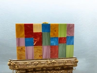 Valley Handicraft New acrylic contrast color stitching clutch for Women Wedding Party Clutch bag (1pcs ) - Mix colour, 1