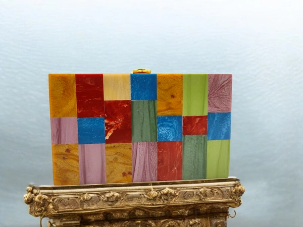 Valley Handicraft New acrylic contrast color stitching clutch for Women Wedding Party Clutch bag (1pcs ) - Mix colour, 1