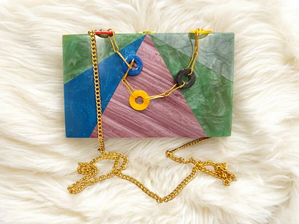 Valley Handicraft New acrylic contrast color stitching clutch for Women Wedding Party Clutch bag (1pcs ) - Mix colour, 1