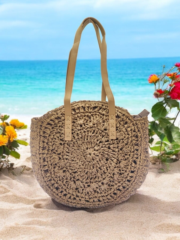 Valley Handicraft The round shape beach tote Bamboo Round Bag (1pcs ) - Dark Brown, 1
