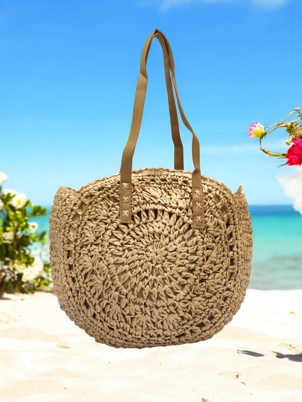 Valley Handicraft The round shape beach tote Bamboo Round Bag (1pcs ) - Brown, 1