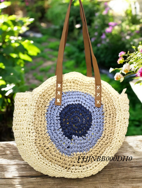 Valley Handicraft The round shape beach tote Evil Eye Round Bag (1pcs ) - White, 1