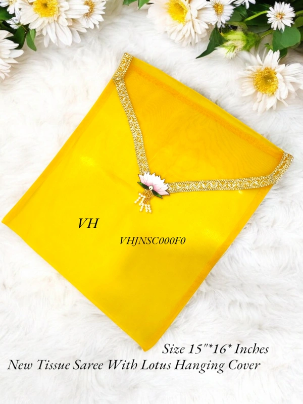 Valley Handicraft Tissue Lotus Saree Cover (1pcs ) - Yellow, 1